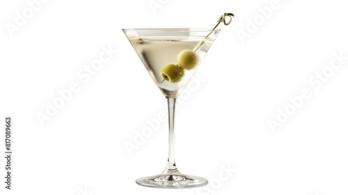 Elegant cocktail with an olive. Image in PNG, photo without background