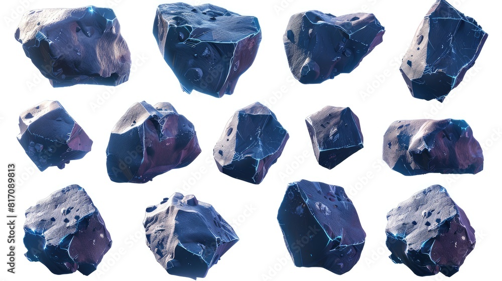 Dance of Shadows: A Group of Obsidian Rocks on a Blank Canvas Dance of Shadows: A Group of Obsidian Rocks on a Blank Canvas