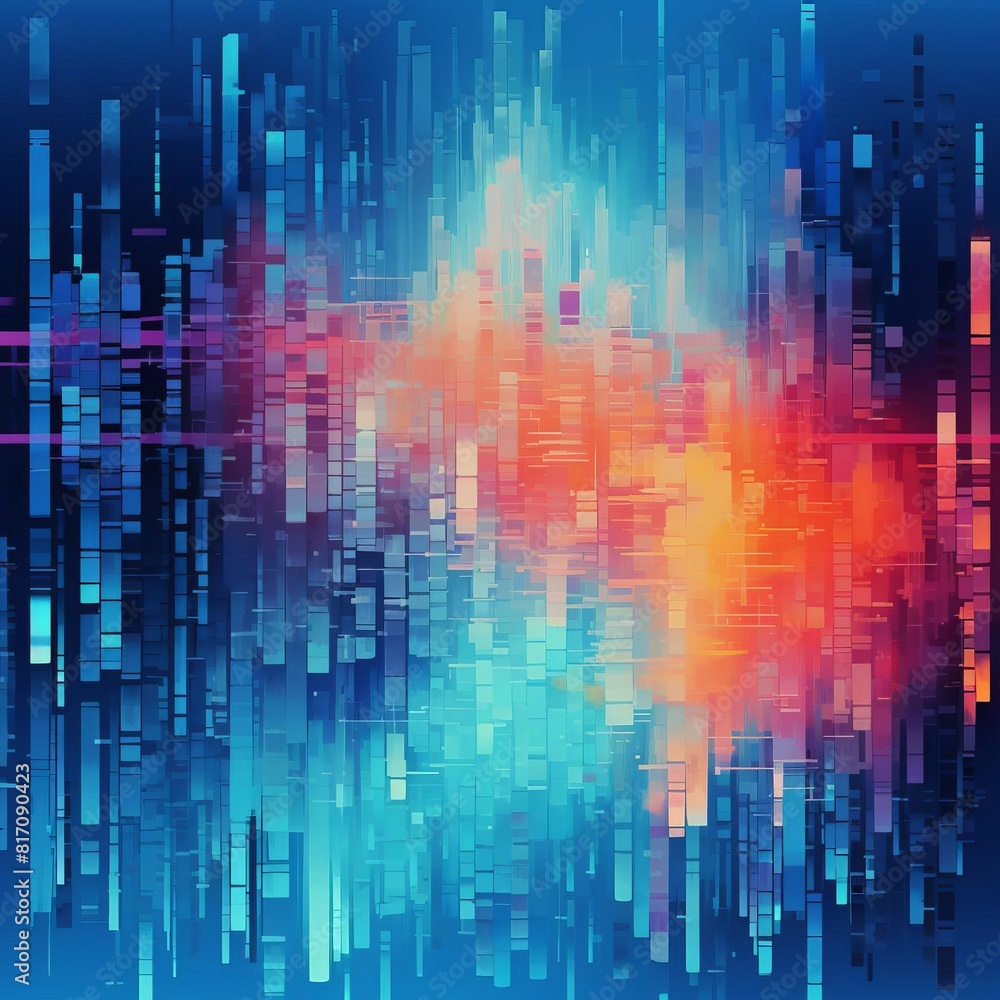 Sparse digital glitch art flat design top view tech error aesthetics theme cartoon drawing Tetradic color scheme Sparse digital glitch art flat design top view tech error aesthetics theme cartoon drawing Tetradic color scheme