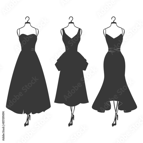 silhouette women dresses black color only