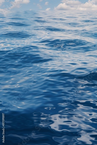 Serene Ocean View with Subtle Oil Sheen Highlighting Environmental Pollution © spyrakot