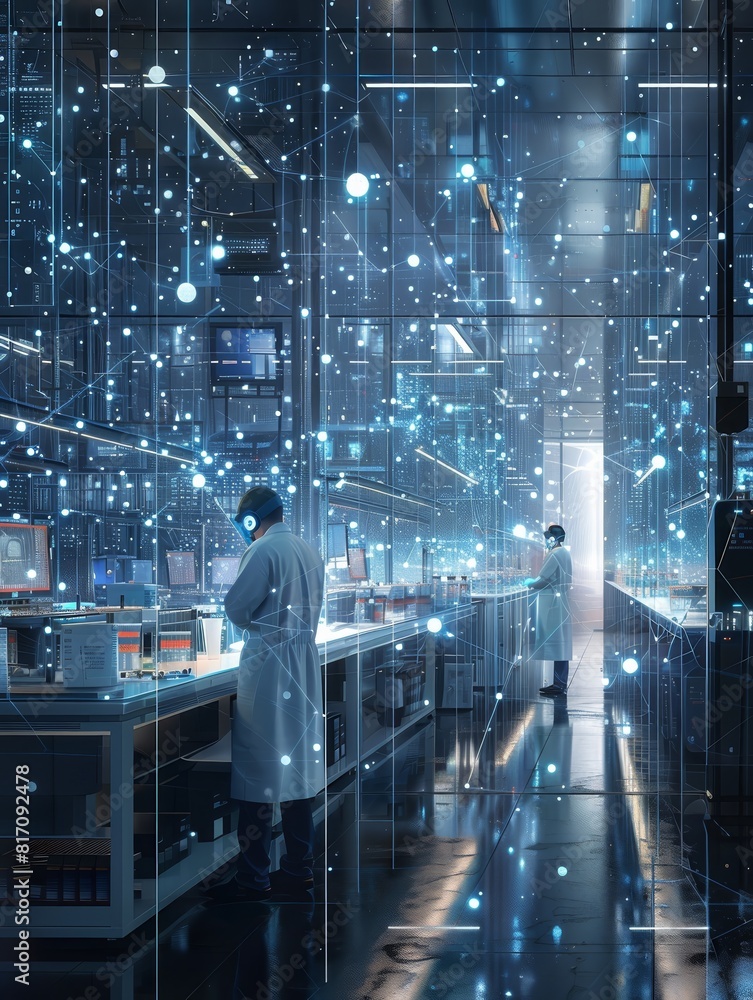 A hightech laboratory with sleek A hightech laboratory with sleek