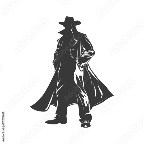 silhouette mysterious man in a cloak black color only