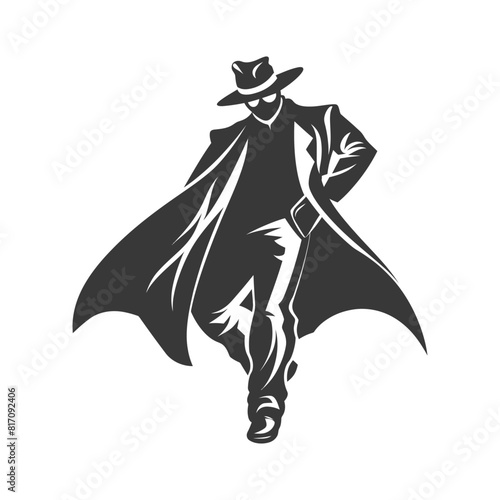silhouette mysterious man in a cloak black color only