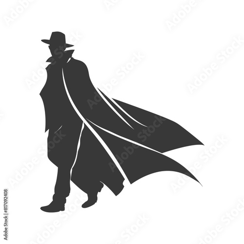 silhouette mysterious man in a cloak black color only