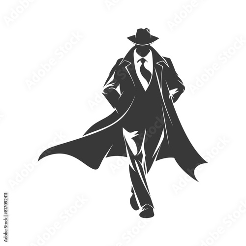 silhouette mysterious man in a cloak black color only