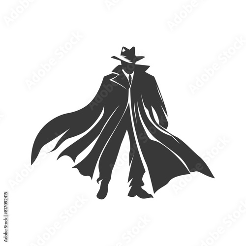silhouette mysterious man in a cloak black color only