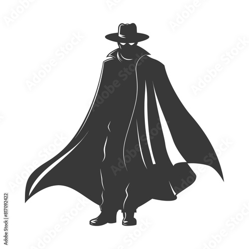 silhouette mysterious man in a cloak black color only