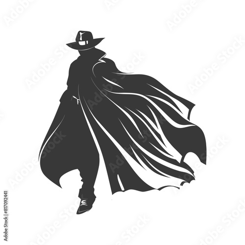 silhouette mysterious man in a cloak black color only
