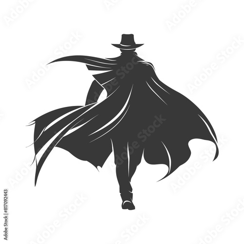 silhouette mysterious man in a cloak black color only