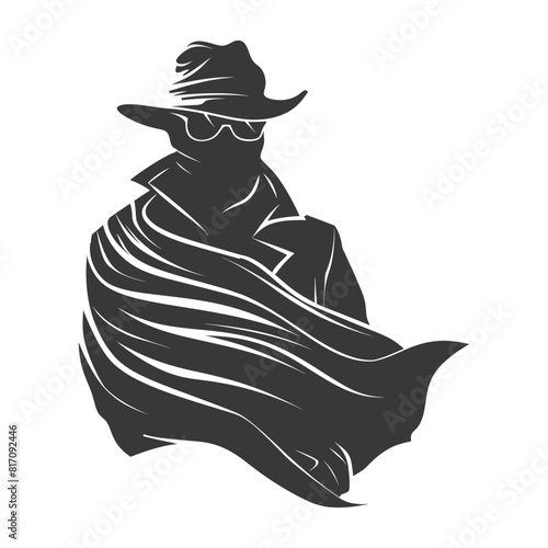 silhouette mysterious man in a cloak black color only