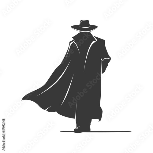 silhouette mysterious man in a cloak black color only