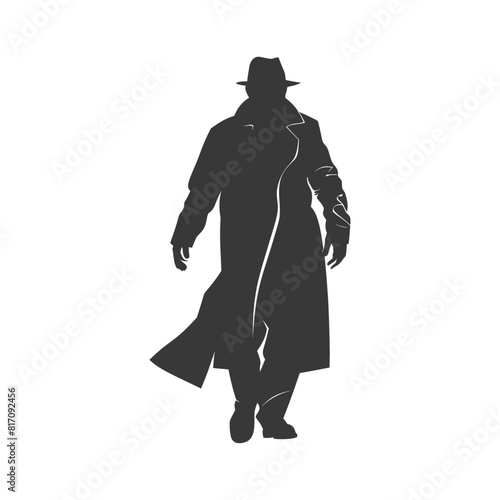 silhouette mysterious man in a cloak black color only