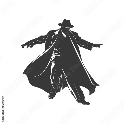 silhouette mysterious man in a cloak black color only