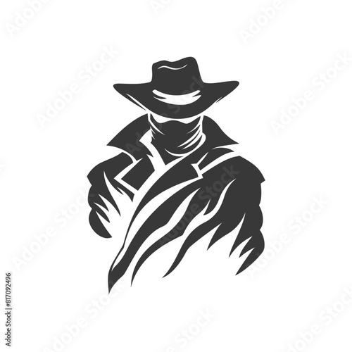 silhouette mysterious man in a cloak black color only