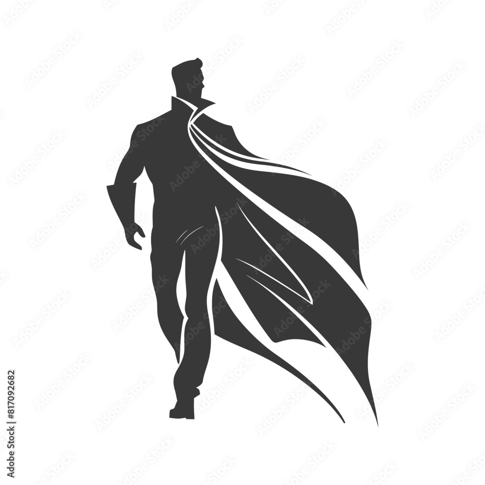 Fototapeta premium silhouette mysterious man in a cloak black color only