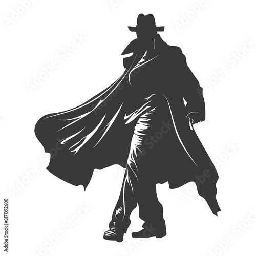 silhouette mysterious man in a cloak black color only