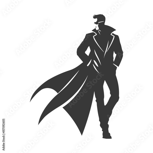 silhouette mysterious man in a cloak black color only
