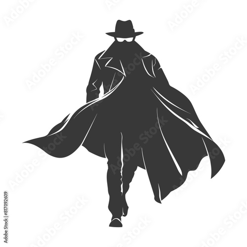 silhouette mysterious man in a cloak black color only