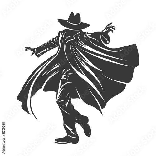 silhouette mysterious man in a cloak black color only