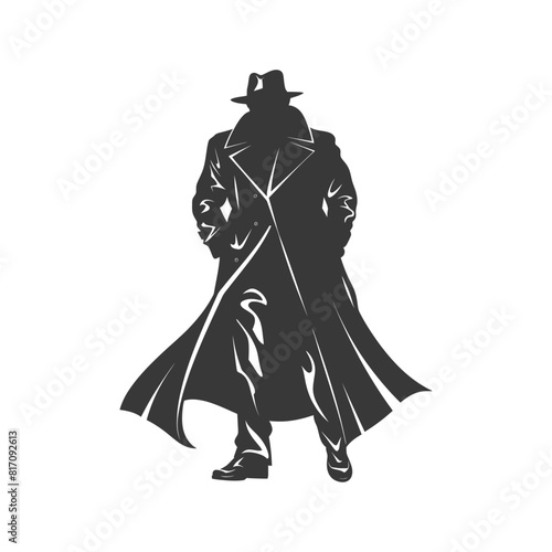 silhouette mysterious man in a cloak black color only