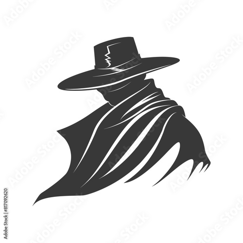 silhouette mysterious man in a cloak black color only