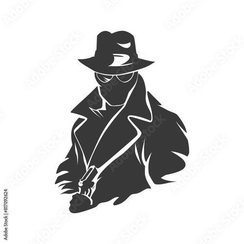silhouette mysterious man in a cloak black color only