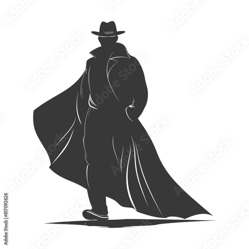 silhouette mysterious man in a cloak black color only
