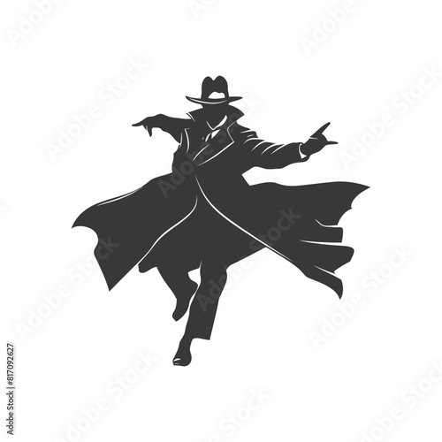 silhouette mysterious man in a cloak black color only