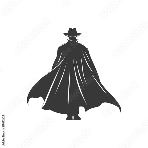 silhouette mysterious man in a cloak black color only