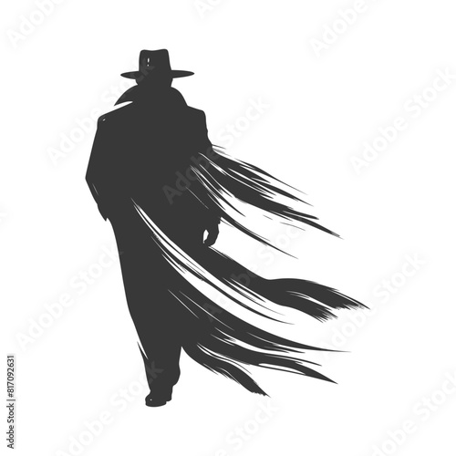 silhouette mysterious man in a cloak black color only