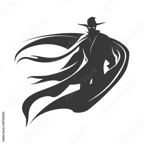 silhouette mysterious man in a cloak black color only