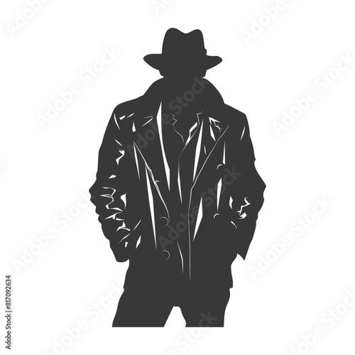 silhouette mysterious man in a cloak black color only