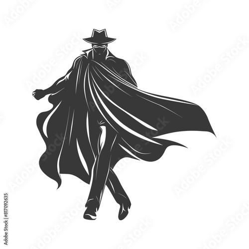 silhouette mysterious man in a cloak black color only