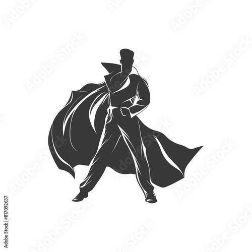 silhouette mysterious man in a cloak black color only