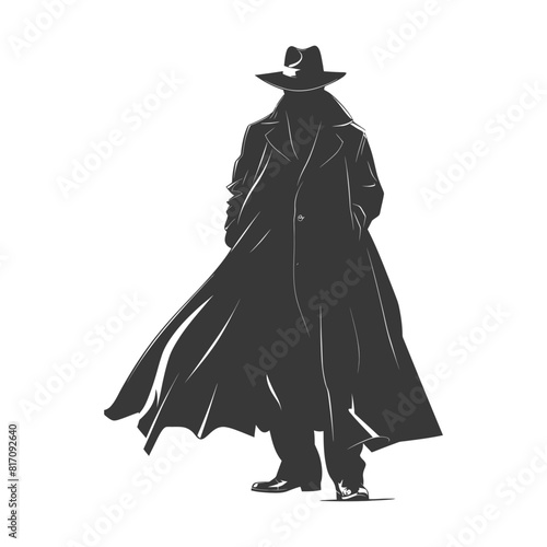 silhouette mysterious man in a cloak black color only
