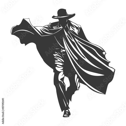 silhouette mysterious man in a cloak black color only