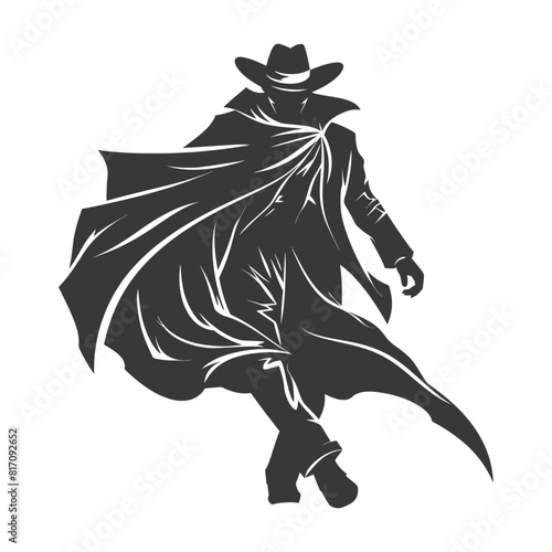 silhouette mysterious man in a cloak black color only