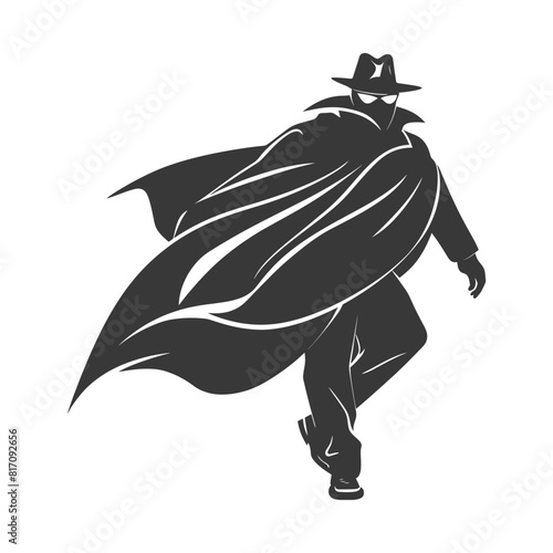 silhouette mysterious man in a cloak black color only