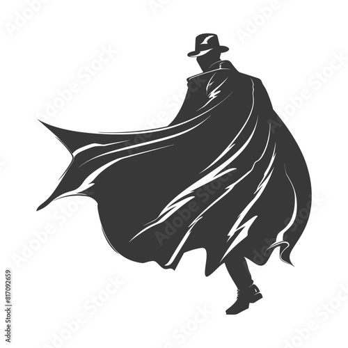 silhouette mysterious man in a cloak black color only