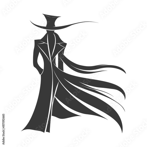 silhouette mysterious man in a cloak black color only