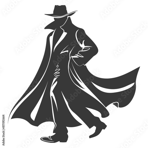 silhouette mysterious man in a cloak black color only