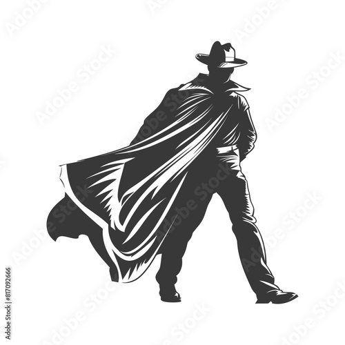 silhouette mysterious man in a cloak black color only