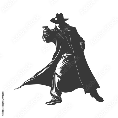 silhouette mysterious man in a cloak black color only
