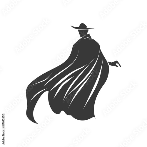 silhouette mysterious man in a cloak black color only