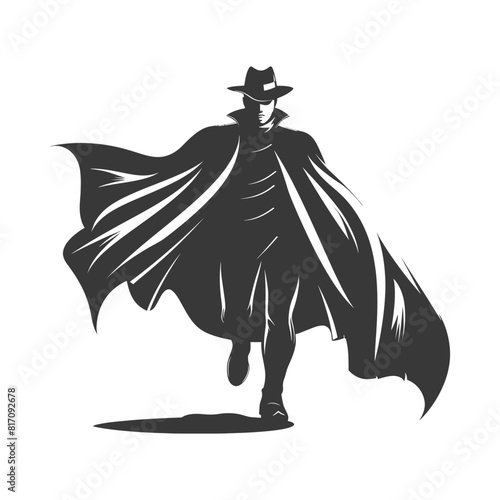 silhouette mysterious man in a cloak black color only