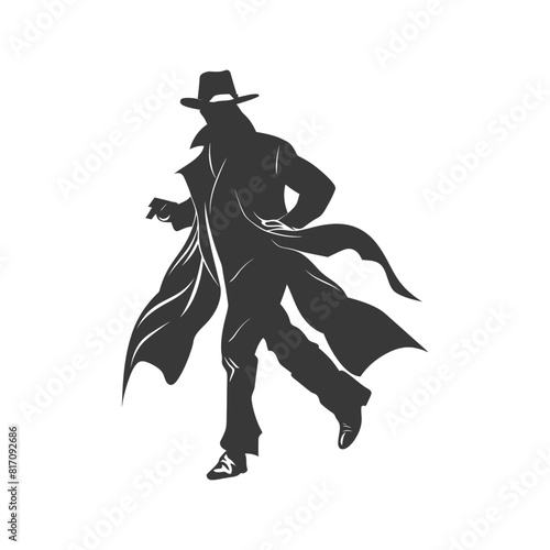 silhouette mysterious man in a cloak black color only