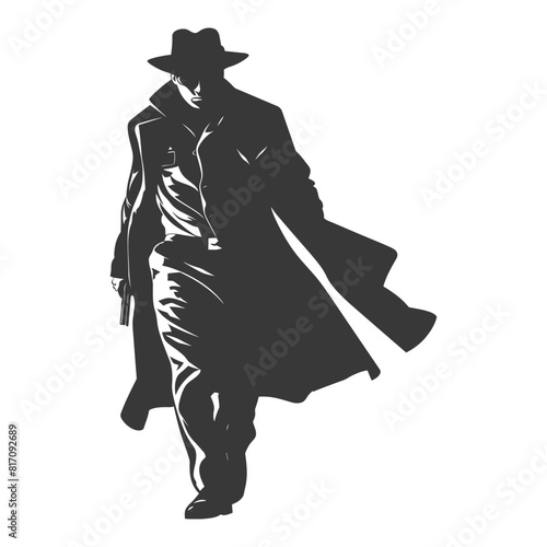 silhouette mysterious man in a cloak black color only