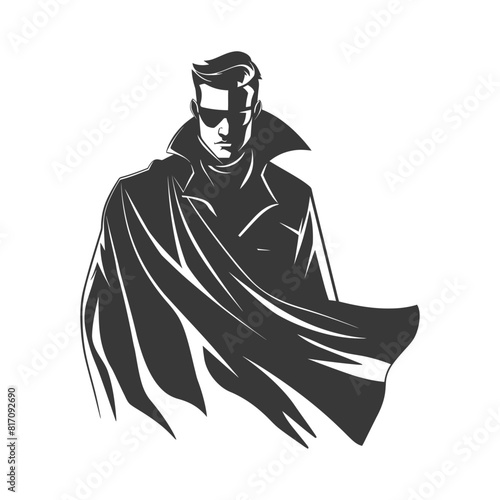 silhouette mysterious man in a cloak black color only