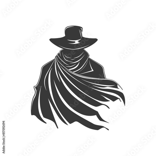 silhouette mysterious man in a cloak black color only